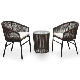 Garden table and chairs set 3 pieces and brown PE rattan cushions by vidaXL, Garden sets - Ref: Foro24-48139, Price: 240,73 €...