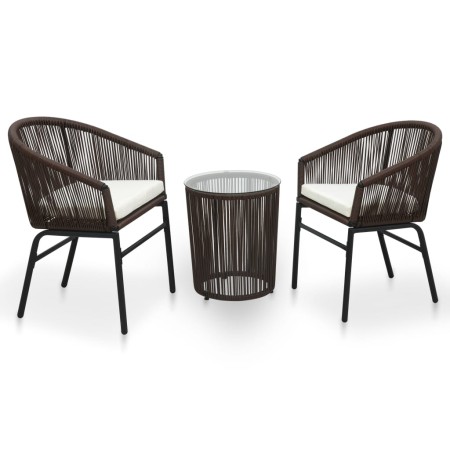 Garden table and chairs set 3 pieces and brown PE rattan cushions by vidaXL, Garden sets - Ref: Foro24-48139, Price: 204,22 €...
