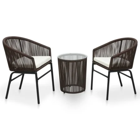 Garden table and chairs set 3 pieces and brown PE rattan cushions by vidaXL, Garden sets - Ref: Foro24-48139, Price: 240,73 €...