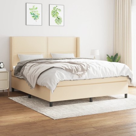 Box spring bed with cream fabric mattress 160x200 cm by , Beds and slatted bases - Ref: Foro24-3131366, Price: 586,83 €, Disc...