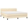 Box spring bed mattress and LED lights cream fabric 160x200 cm by , Beds and slatted bases - Ref: Foro24-3133490, Price: 506,...