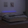 Box spring bed mattress and LED lights cream fabric 160x200 cm by , Beds and slatted bases - Ref: Foro24-3133490, Price: 517,...
