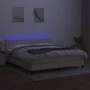 Box spring bed mattress and LED lights cream fabric 160x200 cm by , Beds and slatted bases - Ref: Foro24-3133490, Price: 506,...