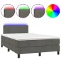 Box spring bed with mattress and LED dark gray velvet 120x200 cm by , Beds and slatted bases - Ref: Foro24-3134274, Price: 35...