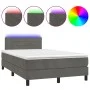 Box spring bed with mattress and LED dark gray velvet 120x200 cm by , Beds and slatted bases - Ref: Foro24-3134454, Price: 34...