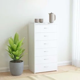 Sideboard with 6 drawers white plywood 50x34x96 cm by vidaXL, Sideboards - Ref: Foro24-800666, Price: 105,88 €, Discount: %