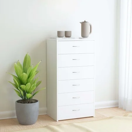Aparador con 6 cajones madera contrachapada blanco 50x34x96 cm de vidaXL, Aparadores - Ref: Foro24-800666, Precio: 105,74 €, ...