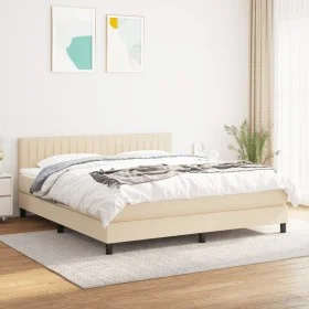 Box spring bed with cream fabric mattress 180x200 cm by , Beds and slatted bases - Ref: Foro24-3140238, Price: 551,32 €, Disc...