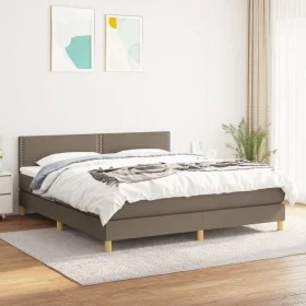 Box spring bed with taupe gray fabric mattress 160x200 cm by , Beds and slatted bases - Ref: Foro24-3140549, Price: 486,94 €,...