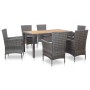 7-teiliges Garten-Esszimmerset und Kissen synthetisches Rattangrau von vidaXL, Gartensets - Ref: Foro24-46021, Preis: 610,00 ...