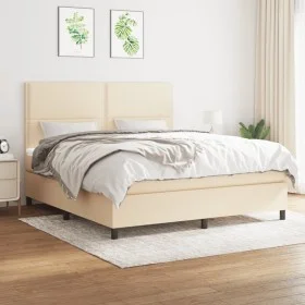 Box spring bed with cream fabric mattress 180x200 cm by , Beds and slatted bases - Ref: Foro24-3141718, Price: 601,36 €, Disc...