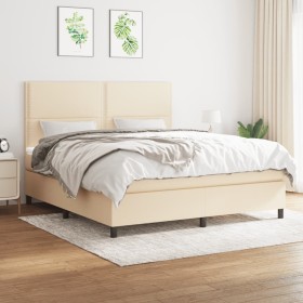 Boxspringbett mit cremefarbener Stoffmatratze 180x200 cm von , Betten und Lattenroste - Ref: Foro24-3141718, Preis: 620,05 €,...