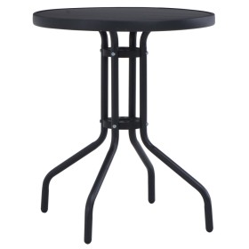 Mesa de jardín acero y vidrio negro 80 cm de vidaXL, Mesas de jardín - Ref: Foro24-47253, Precio: 73,59 €, Descuento: %