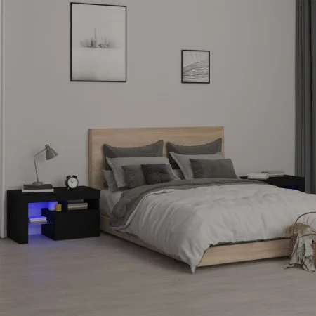 Nightstands with LED lights 2 pcs black oak 70x36.5x40cm by , Nightstands - Ref: Foro24-3152771, Price: 128,03 €, Discount: %