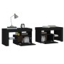 Mesitas de noche con luces LED 2 uds roble negras 70x36,5x40cm de , Mesitas de noche - Ref: Foro24-3152771, Precio: 115,56 €,...