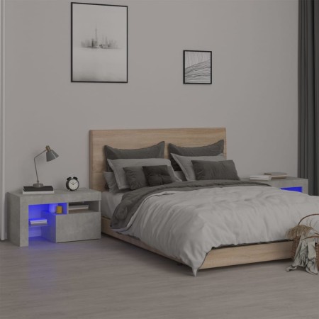 Nachttische mit LED-Leuchten 2 Stück betongrau 70x36,5x40cm von , Nachttische - Ref: Foro24-3152773, Preis: 84,76 €, Rabatt: %