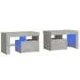 Bedside tables with LED lights 2 pcs concrete gray 70x36.5x40cm by , Nightstands - Ref: Foro24-3152773, Price: 93,27 €, Disco...