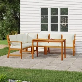 Garden dining set and cushions 5 pieces solid acacia wood by , Garden sets - Ref: Foro24-3154966, Price: 666,13 €, Discount: %