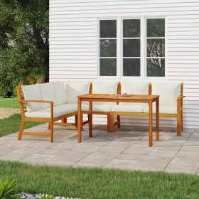 Juego comedor jardín y cojines 5 piezas madera maciza de acacia de , Conjuntos de jardín - Ref: Foro24-3154966, Precio: 679,2...