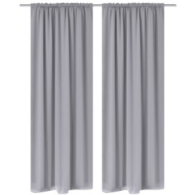 2 cortinas grises oscuras con jaretas, blackout 135 x 245 cm en Cortinas y visillos | Comprar online en Foro24