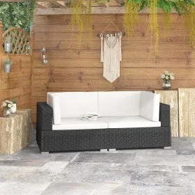 Eck-Sektionssitz mit 2-teiligen schwarzen PE-Rattan-Kissen. von vidaXL, Modulare Sofas für den Außenbereich - Ref: Foro24-472...