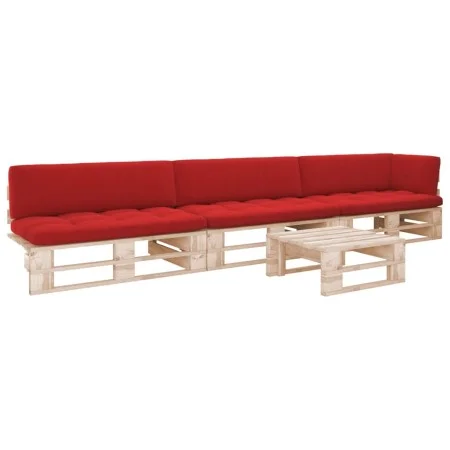 4-piece pallet furniture and impregnated pine wood cushions by , Garden sets - Ref: Foro24-3066751, Price: 376,88 €, Discount: %