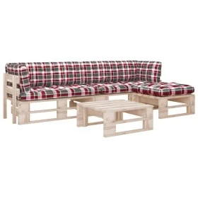 4-piece pallet furniture and impregnated pine wood cushions by , Garden sets - Ref: Foro24-3066829, Price: 319,34 €, Discount: %