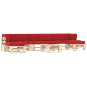 6-piece pallet furniture and impregnated pine wood cushions by , Garden sets - Ref: Foro24-3066967, Price: 468,08 €, Discount: %