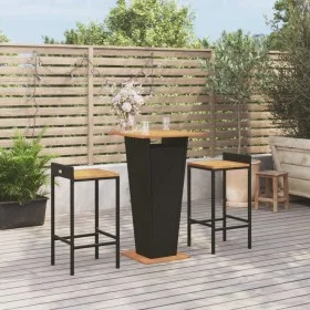 Bar table and garden stools 3 pieces acacia wood PE rattan black by , Garden sets - Ref: Foro24-3187722, Price: 244,95 €, Dis...