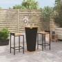 Bar table and garden stools 3 pieces acacia wood PE rattan black by , Garden sets - Ref: Foro24-3187722, Price: 248,72 €, Dis...
