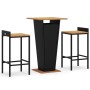 Bartisch und Gartenhocker 3 Stück Akazienholz PE Rattan schwarz von , Gartensets - Ref: Foro24-3187722, Preis: 248,72 €, Raba...