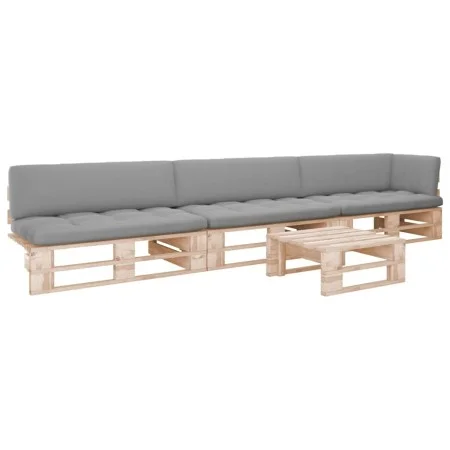 Muebles de palets 4 pzas y cojines madera pino impregnada de , Conjuntos de jardín - Ref: Foro24-3066747, Precio: 403,39 €, D...