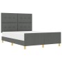 Estructura de cama con cabecera Gris oscuro 160 x 200 cm tela
