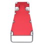Tumbona plegable de acero con cojín de cabeza acero roja de , Tumbonas - Ref: Foro24-41483, Precio: 66,15 €, Descuento: %