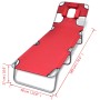 Tumbona plegable de acero con cojín de cabeza acero roja de , Tumbonas - Ref: Foro24-41483, Precio: 66,15 €, Descuento: %