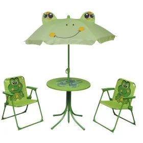 3-piece children's garden table and chairs set with green umbrella by , Garden sets - Ref: Foro24-41843, Price: 76,15 €, Disc...
