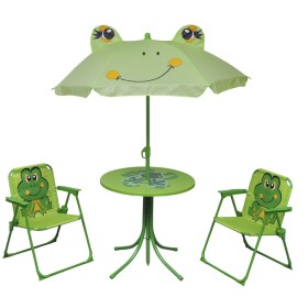 Set mesa y sillas de jardín infantil 3 pzas con sombrilla verde de , Conjuntos de jardín - Ref: Foro24-41843, Precio: 77,61 €...