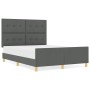 Estructura de cama con cabecera Gris oscuro 160 x 200 cm tela