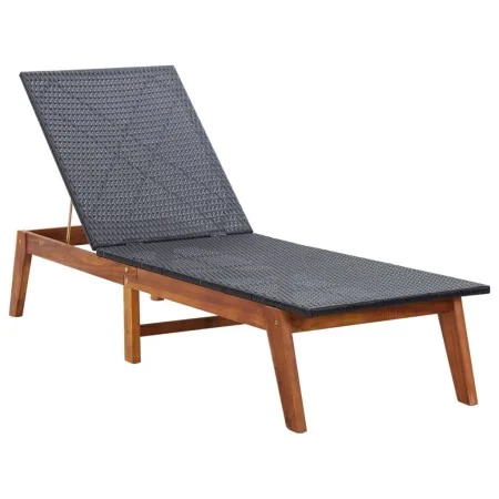 Tumbona de madera maciza de acacia y ratán sintético by vidaXL, Loungers - Ref: Foro24-46031, Price: 141,78 €, Discount: %