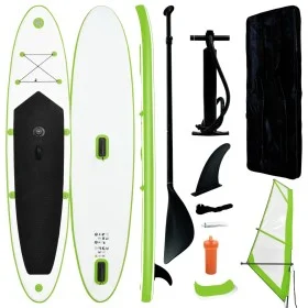 Inflatable paddle surf board with green and white sail by , Paddleboards - Ref: Foro24-92735, Price: 624,69 €, Discount: %