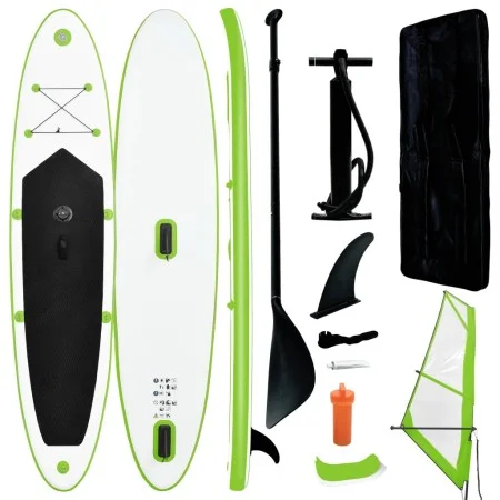 Inflatable paddle surf board with green and white sail by , Paddleboards - Ref: Foro24-92735, Price: 624,69 €, Discount: %