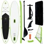 Tabla de paddle surf inflable con vela verde y blanca