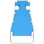 Folding lounger with head cushion turquoise blue steel by , Loungers - Ref: Foro24-310332, Price: 64,92 €, Discount: %