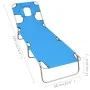 Folding lounger with head cushion turquoise blue steel by , Loungers - Ref: Foro24-310332, Price: 64,92 €, Discount: %