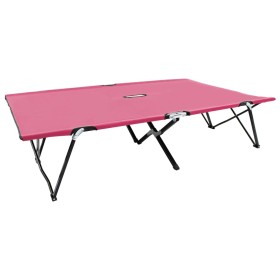 Tumbona doble plegable acero rosa