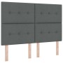 Estructura de cama con cabecera Gris oscuro 160 x 200 cm tela