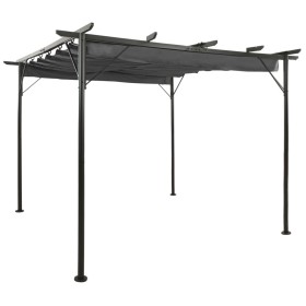 Pérgola con tejado retráctil acero gris antracita 3x3m 180 g/m²