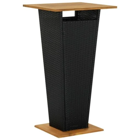 Synthetic rattan and black acacia wood high table 60x60x110 cm by , Garden tables - Ref: Foro24-313463, Price: 151,44 €, Disc...