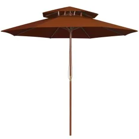Zweistöckiger Mastschirm aus Terrakottaholz, 270 cm von , Sonnenschirme - Ref: Foro24-313765, Preis: 94,13 €, Rabatt: %
