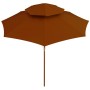 Sombrilla de dos pisos palo de madera terracota 270 cm de , Sombrillas - Ref: Foro24-313765, Precio: 96,34 €, Descuento: %